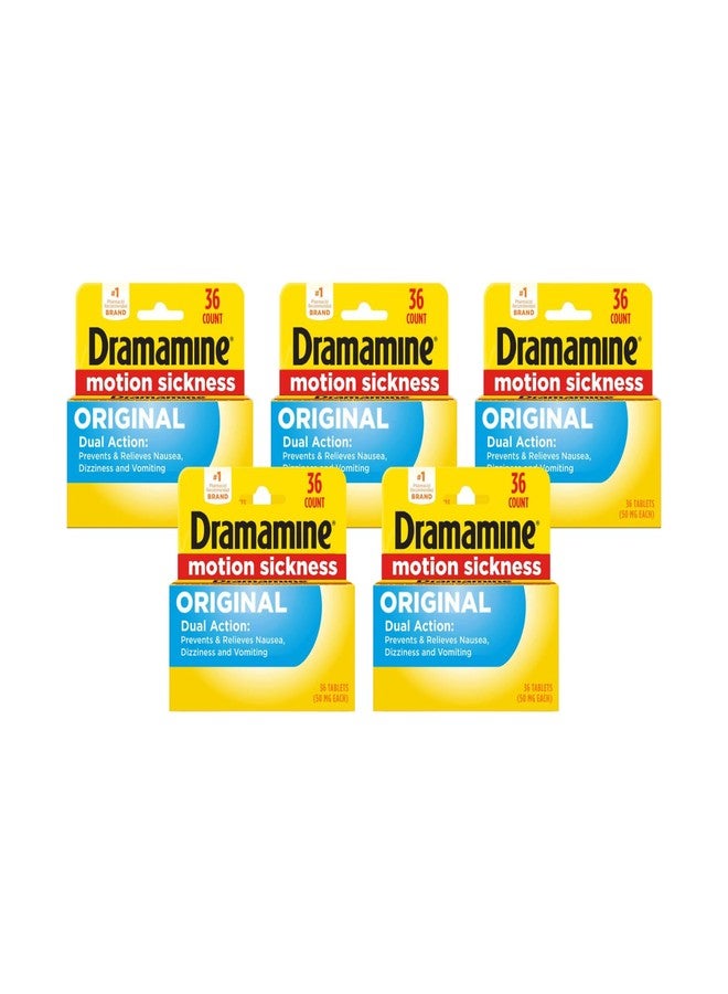Dramamine Motion Sickness Relief, Original Formula, 36 Count (Pack of 5) - Image 1
